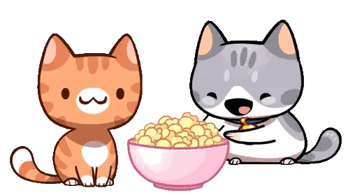 Cat And Dog Sitting With Popcorn Bowl Sticker