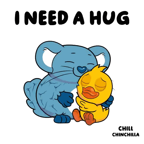 Cat And Duck Hugging With Words Sticker