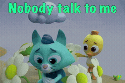 Cat And Duck Nobody Talk To Me GIF
