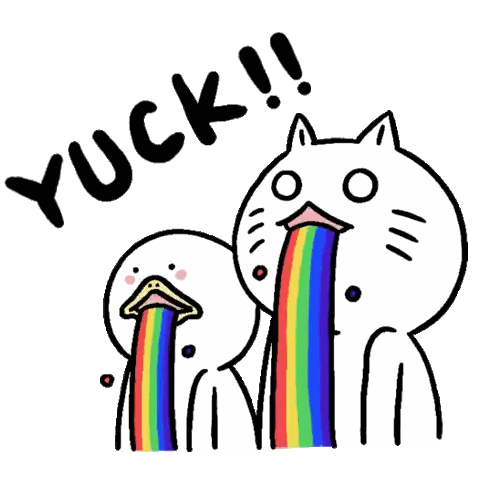 Cat And Duck With Rainbow Mouth Sticker