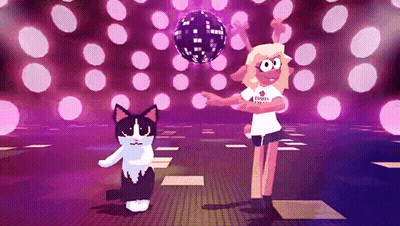 Cat And Girl Dancing In Club GIF