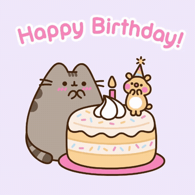 Cat And Hamster On Birthday Cake GIF