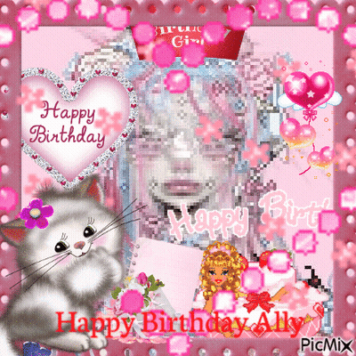 Cat And Heart Saying Happy Birthday GIF