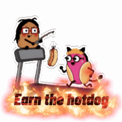 Cat And Hotdog Saying Earn The Hotdog GIF
