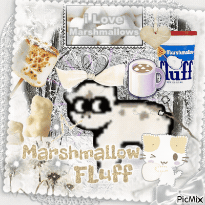 Cat And Marshmallows I Love Marshmallow Fluff GIF