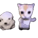 Cat And Puppy Holding Hands Sticker