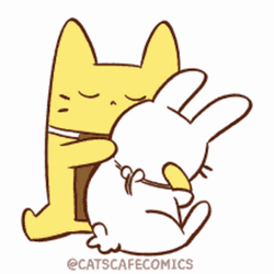 Cat And Rabbit Comfort Hug Animated GIF