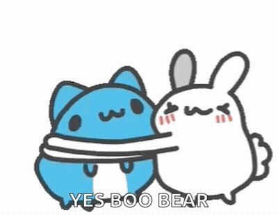 Cat And Rabbit Hugging Saying Yes Boo Bear GIF