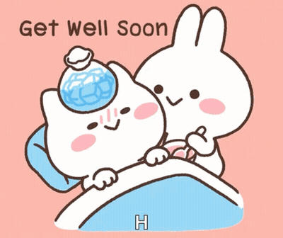 Cat And Rabbit Saying Get Well Soon GIF