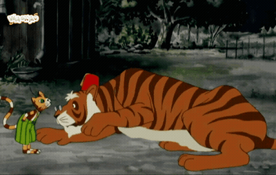 Cat And Tiger Cartoon With Tigers GIF