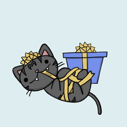 Cat Animation Tying Gift GIF