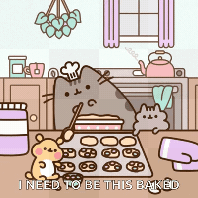 Cat Baking Cookies Saying I Need To Be This Baked GIF