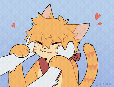 Cat Being Petted By Another Cat GIF