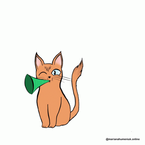 Cat Blowing Party Horn Hooray GIF