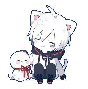 Cat Boy Sitting Next To Stuffed Animal Sticker
