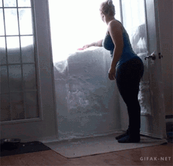 Cat Busting Snow Wall On Snow Day GIF