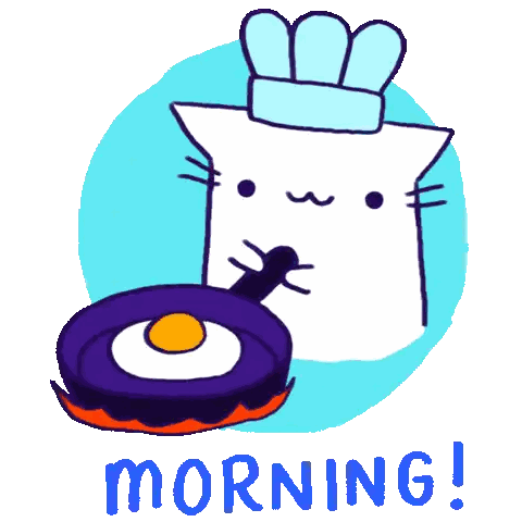 Cat Chef With Frying Pan Morning Sticker