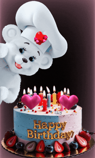 Cat Cutting Birthday Cake GIF