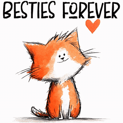 Cat Drawing With Besties Forever GIF