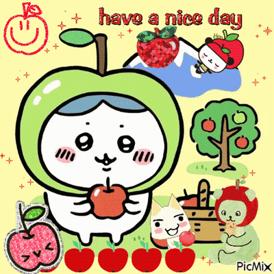 Cat Dressed As Apple Saying Have A Nice Day GIF
