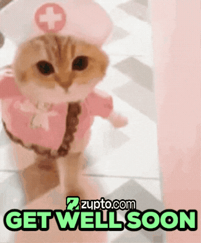 Cat Dressed As Nurse Get Well Soon GIF