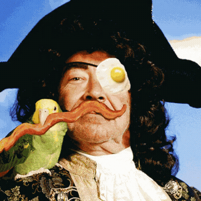 Cat Dressed As Pirate Standing On Railing GIF