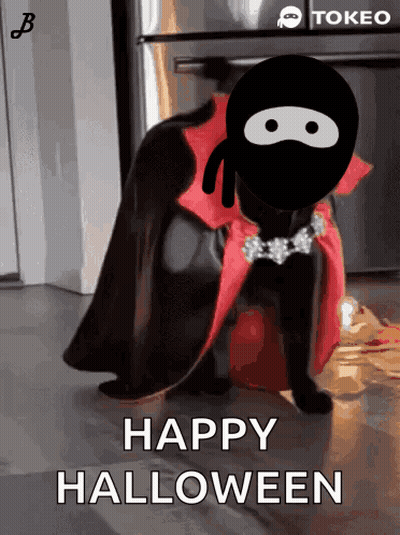 Cat Dressed As Vampire Saying Happy Halloween GIF