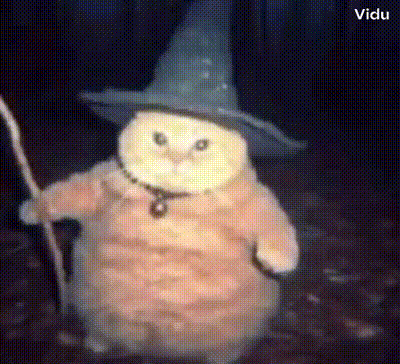 Cat Dressed As Wizard Holding Wand GIF
