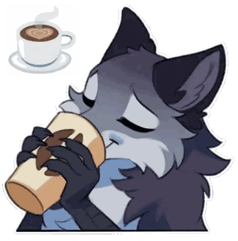 Cat Drinking Coffee Sticker