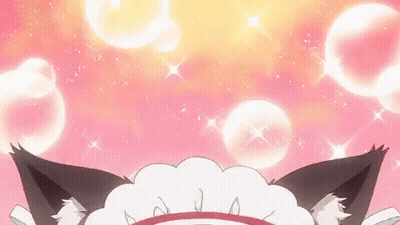 Cat Ears With Bubbles Pink Background GIF