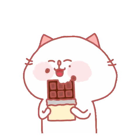 Cat Eating Chocolate Bar With Pink Hearts Sticker
