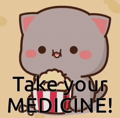 Cat Eating Popcorn Saying Take Your Medicine GIF