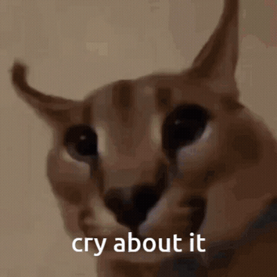 Cat Face Saying Cry About It GIF