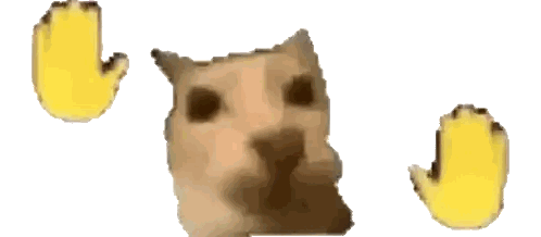 Cat Face With Yellow Hands Sticker