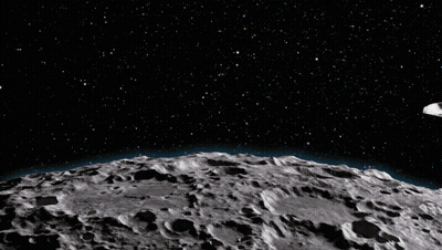 Cat Flying Over Moon In Space Suit GIF
