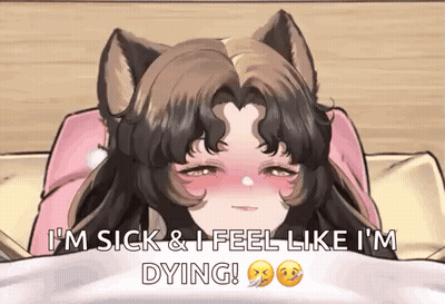 Cat Girl Laying In Bed Sick And Dying GIF