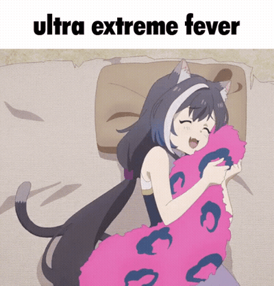 Cat Girl Laying on Bed With Pink Pillow Ultra Extreme Fever