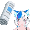 Cat Girl With Blue And White Hair Next To Toothpaste Sticker