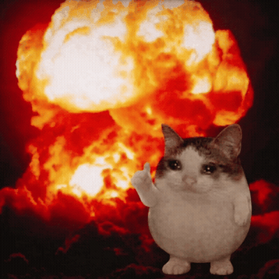 Cat Giving Thumbs Up In Front Of Explosion GIF