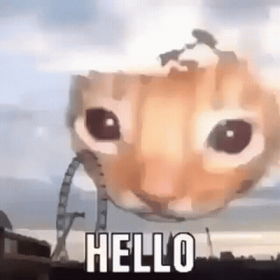 Cat Head Floating Saying Hello GIF