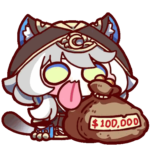 Cat Holding $100,000 Bag Sticker