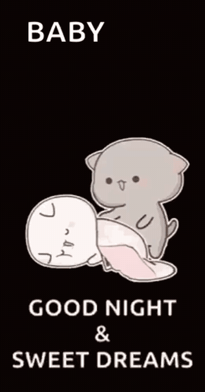 Cat Holding Baby Saying Baby Good Night Sweet Dreams GIF