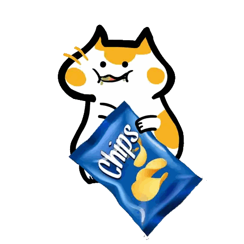 Cat Holding Bag Of Chips Sticker