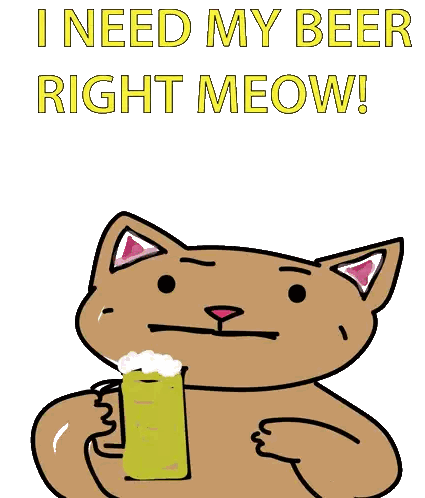 Cat Holding Beer Say I Need My Beer Sticker