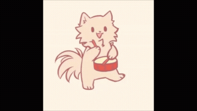 Cat Holding Bowl Of Food GIF