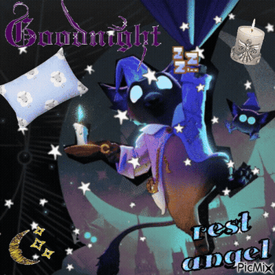 Cat Holding Candle Saying Goodnight Rest Angel GIF