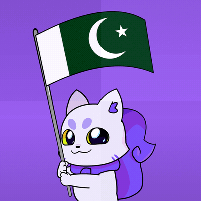 Cat Holding Crescent Moon Flag GIF