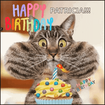 Cat Holding Cupcake Saying Happy Birthday GIF