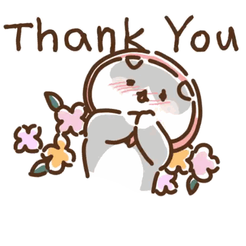 Cat Holding Flowers Thank You Sticker