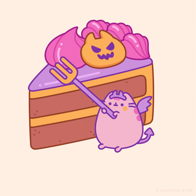 Cat Holding Fork Next To Cake GIF